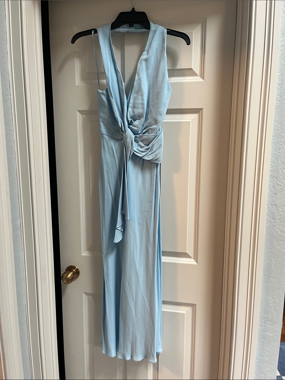 Reiss Light Blue Maxi Dress with Twist Front